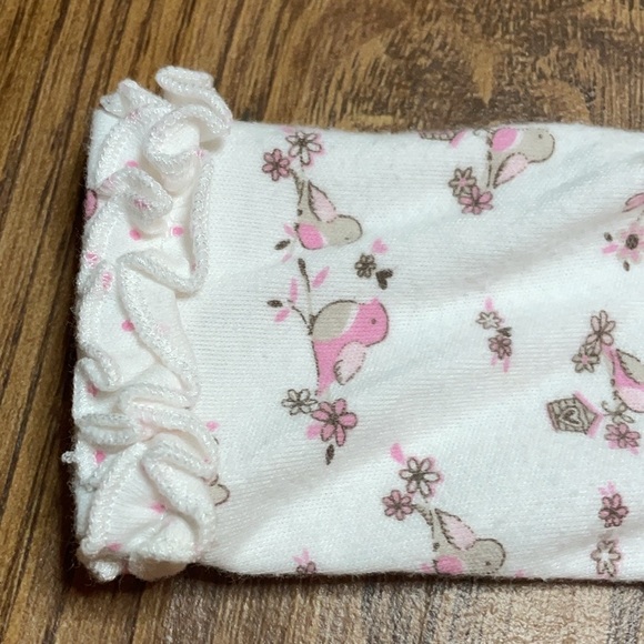 Little Me | Long Sleeve Footed One-Piece | Bird & Flower | Infant Girls | 3 M - Picture 4 of 6